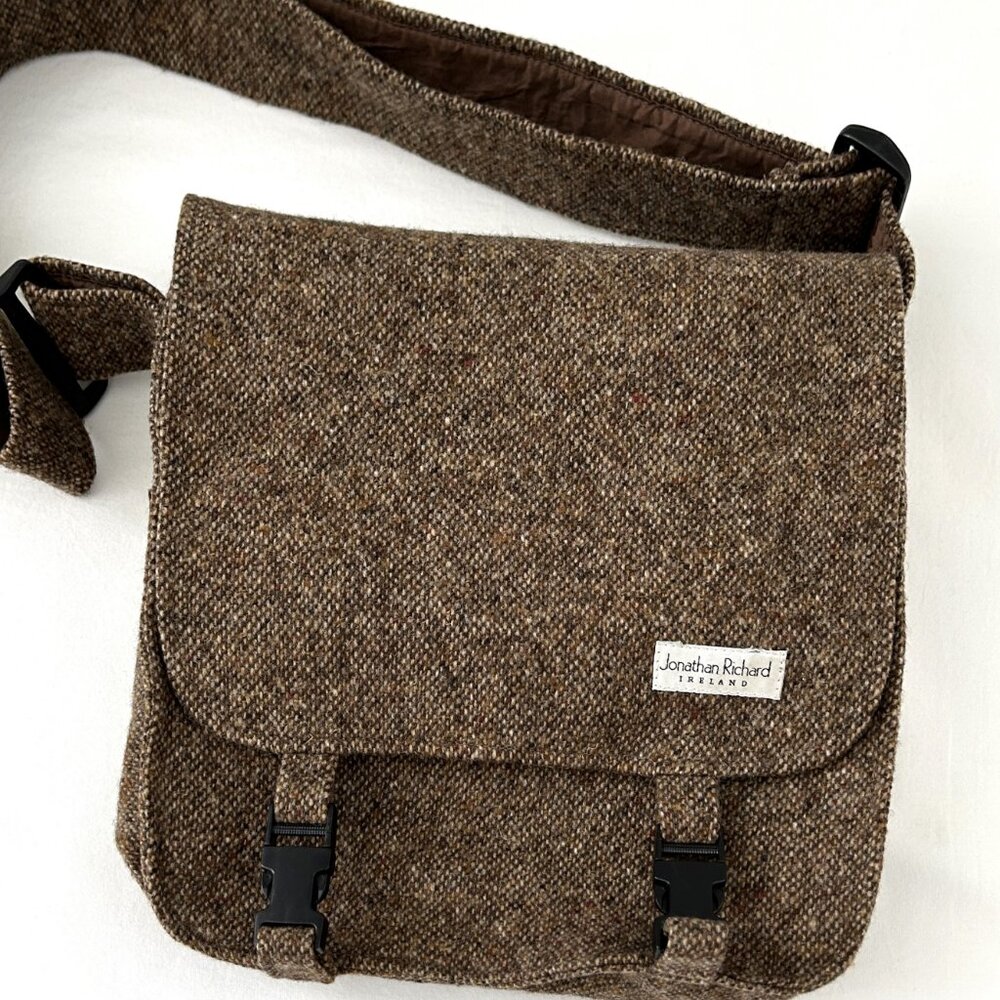 JONATHAN RICHARD Ireland Wicklow Messenger Bag Wool Tweed Lined Adjustable Strap